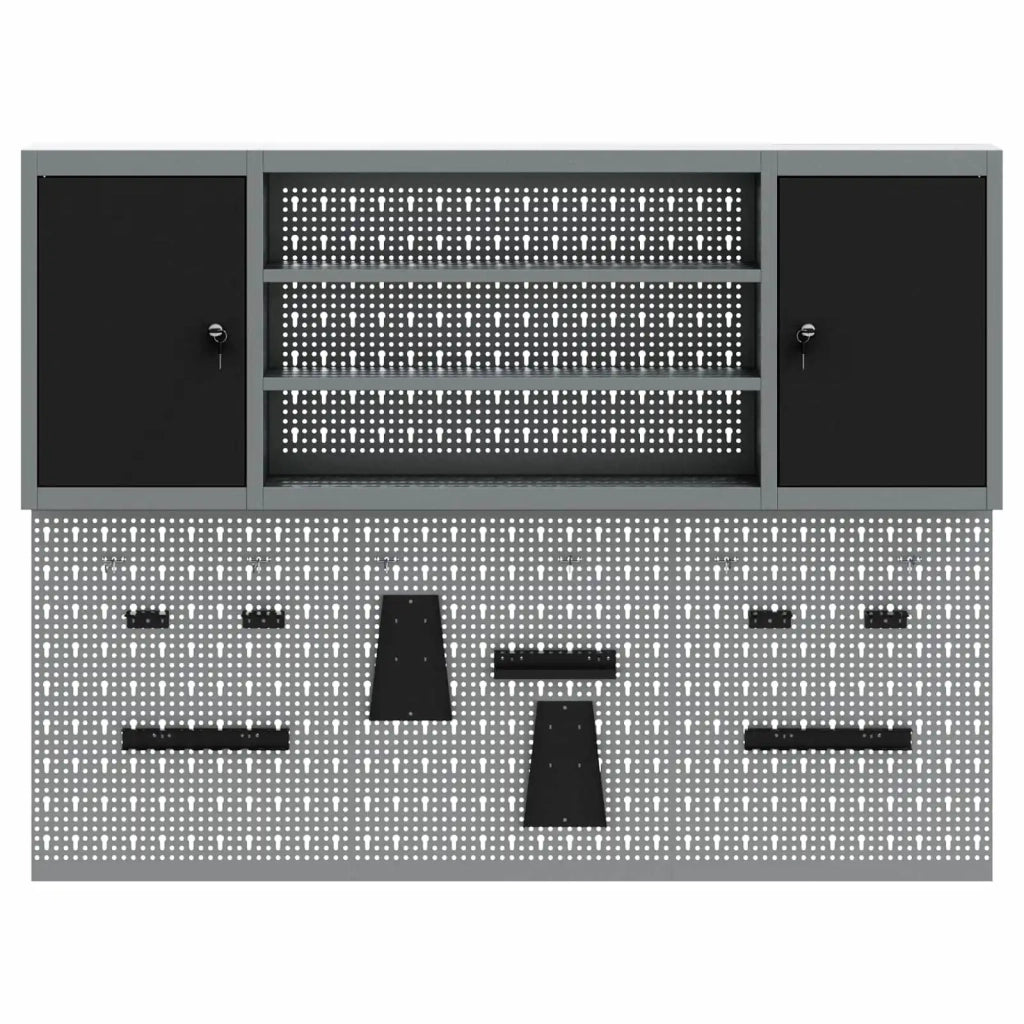 Set di armadi per attrezzi con lo scaffale 4 pcs Nero 3321406