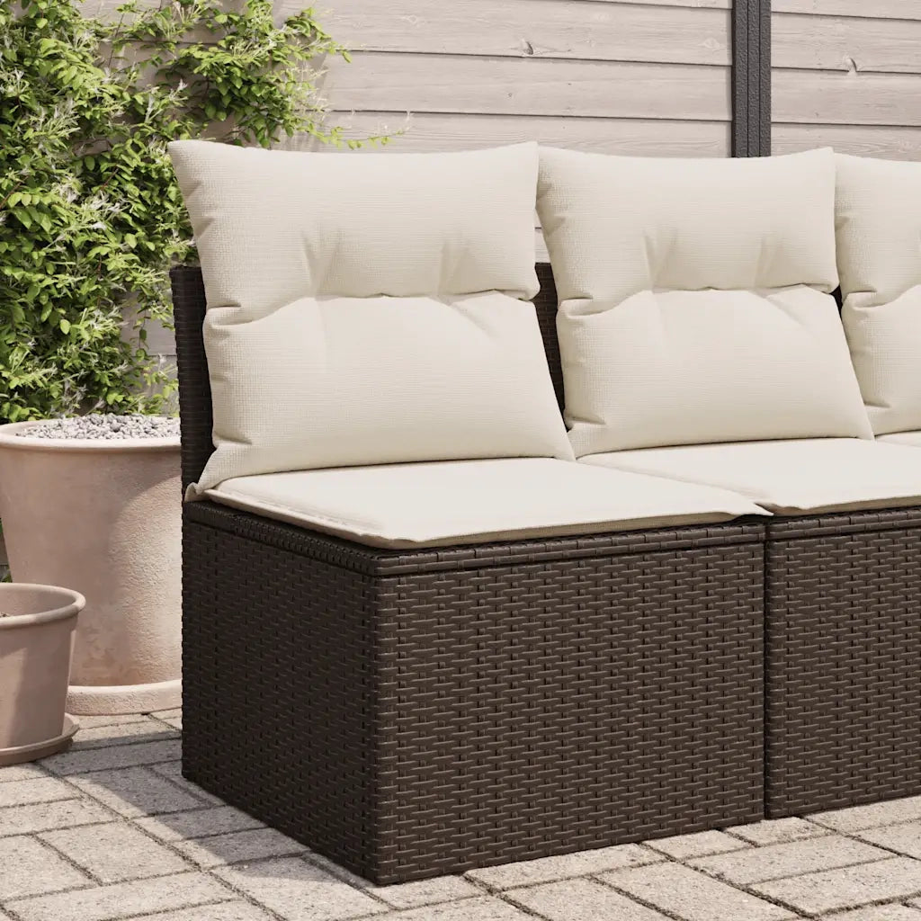 Sedia Giardino Senza Braccioli con Cuscini Polyrattan Marrone CFW6584731