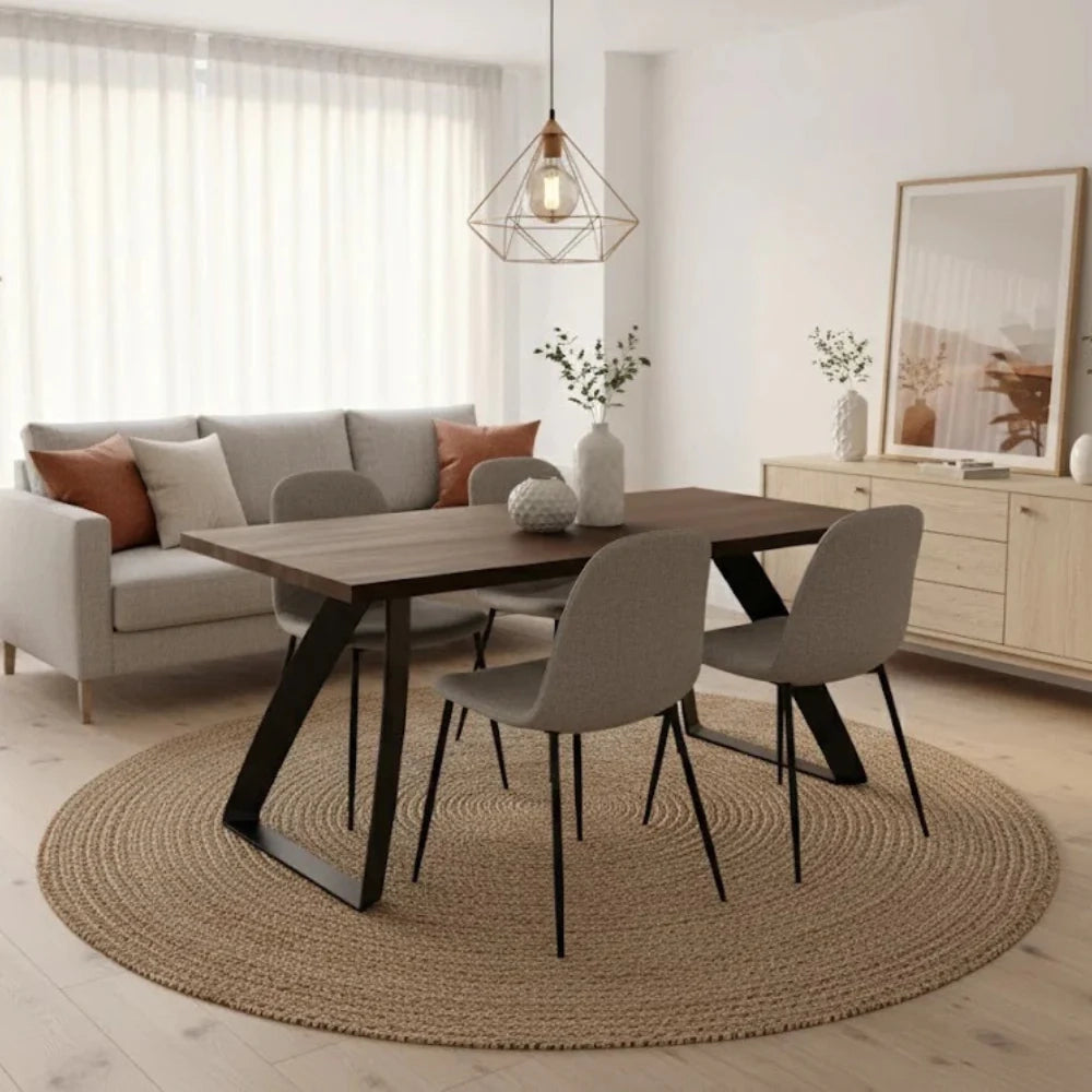 Tavolo da pranzo fisso in legno impiallacciato rovere termocotto Timber 200x100 cm fino a 10 posti Made in Italy | Duzzle