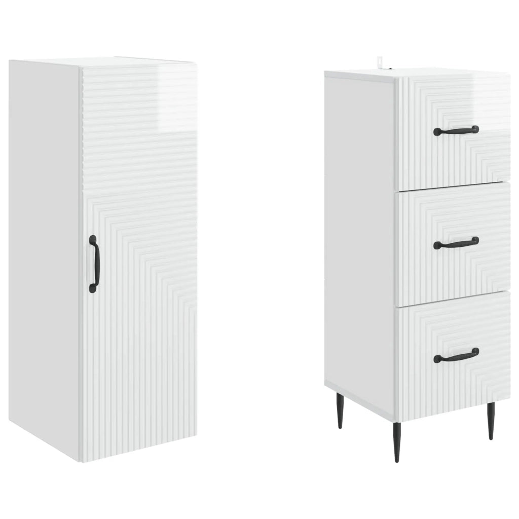 Set di armadi 2 pcs Bianco Lucido 33 x 34,5 x 90 cm 3416650