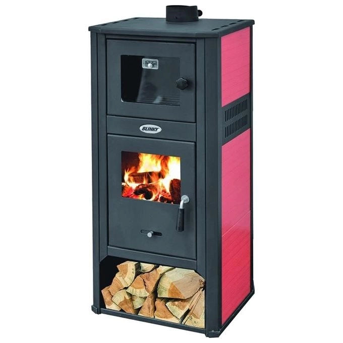 BLINKY 98150-50 Stufa a Legna in Acciaio con Forno 12 kW 4 Stelle colore Rosso