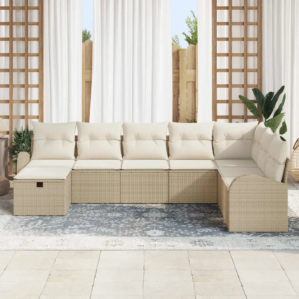 Set di divani con cuscino beige e panna polyrattan 3359130