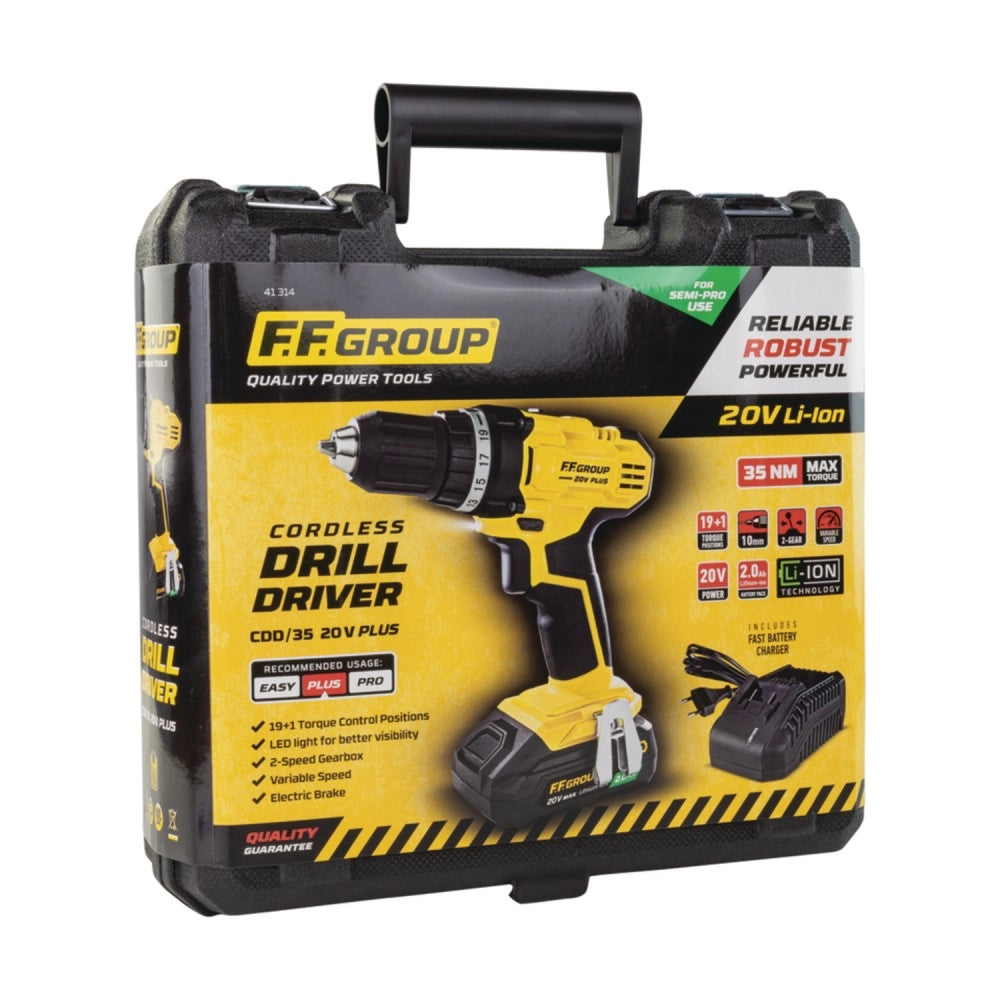 Ff group cdd/35 20v plus trapano avvitatore con 1 batteria uso semi professionale