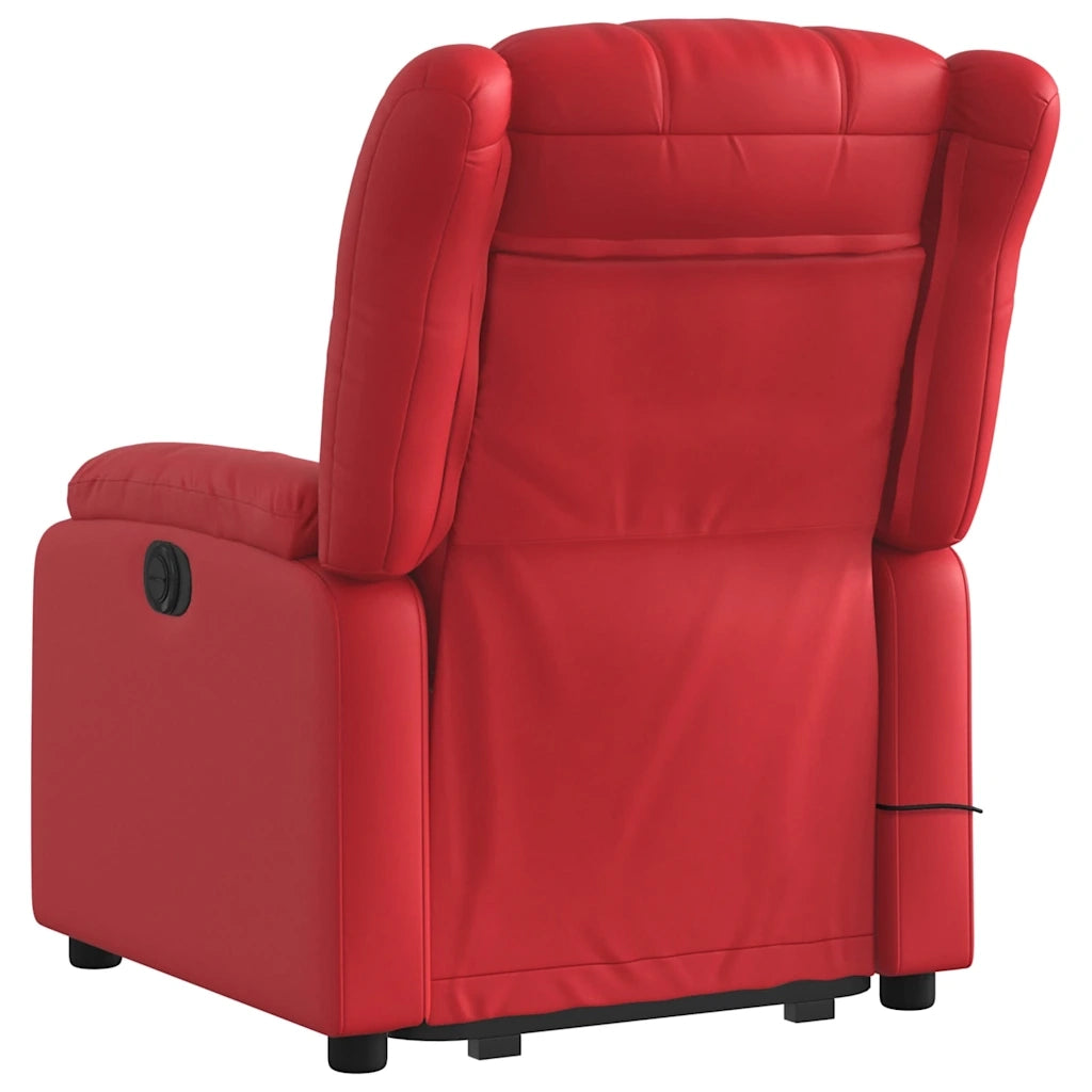 Poltrona Alzapersona Reclinabile Massaggio Rosso in Similpelle 3205276