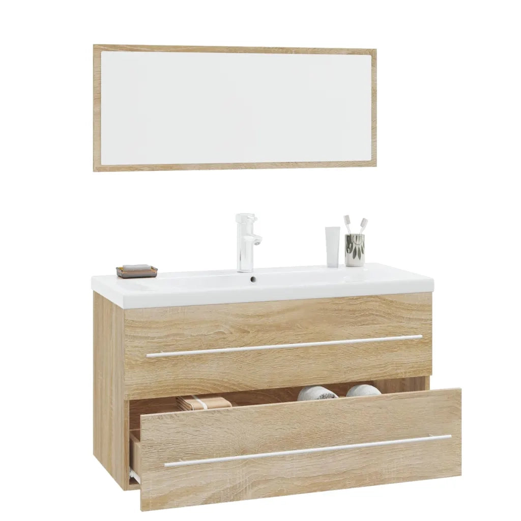 Set Mobili da Bagno 3 pz Rovere Sonoma 3152850