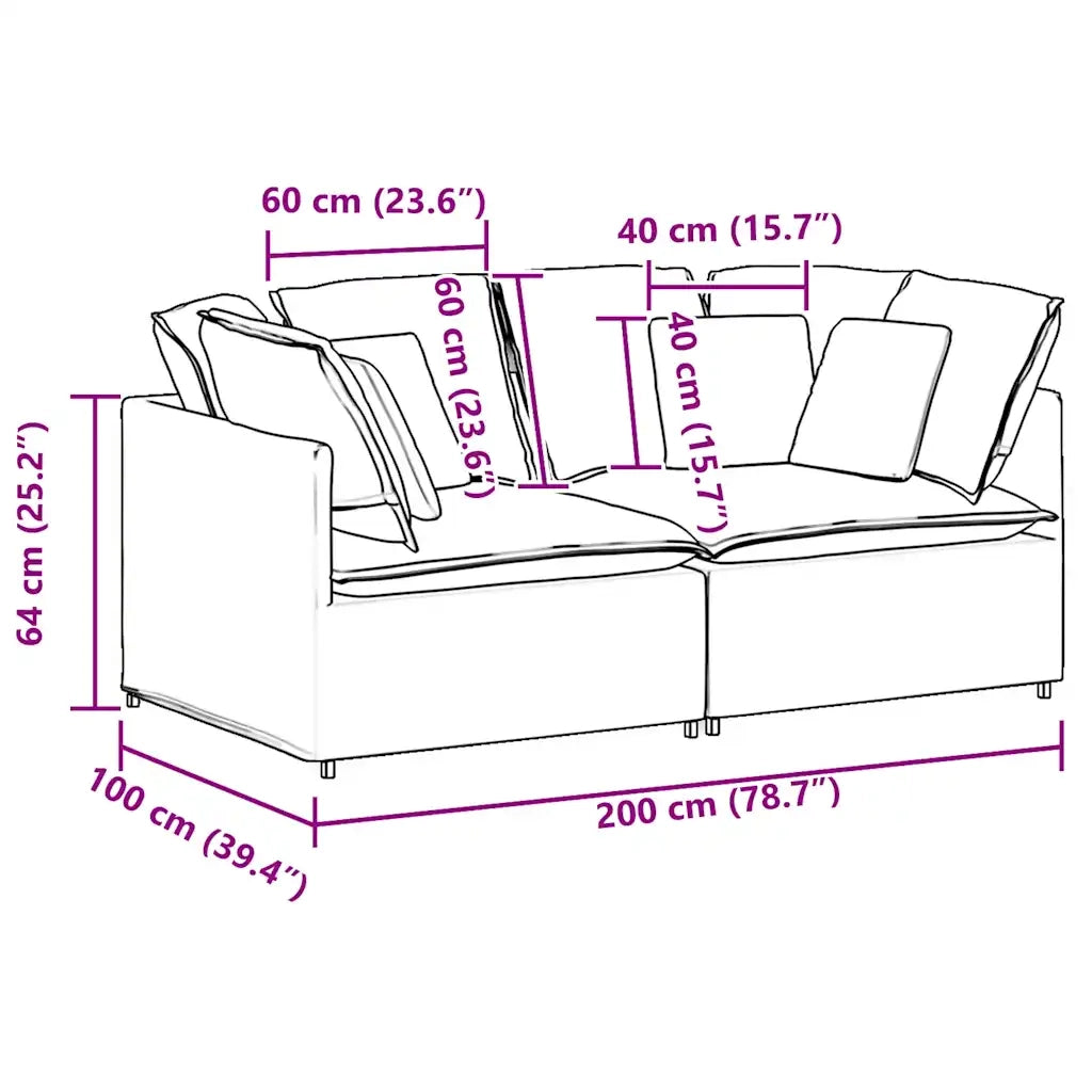 Divano Modulare con Cuscini-Sofa Modulare-Divanetto in Velluto Nero
