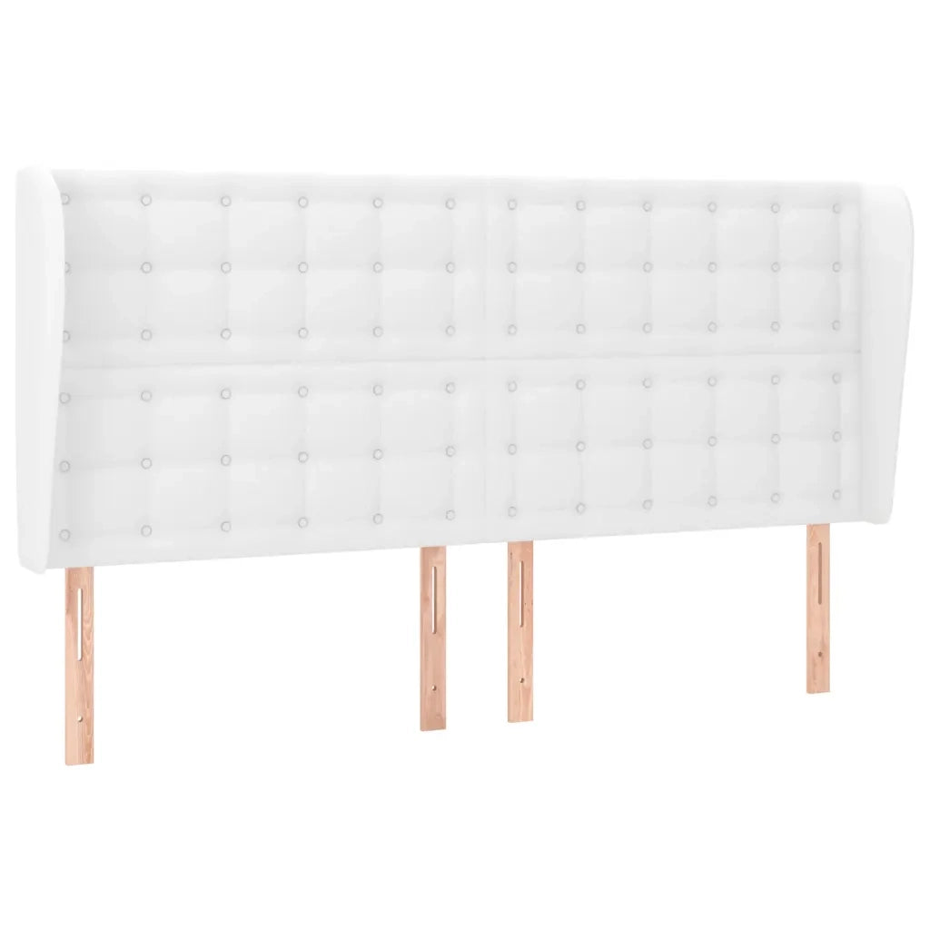 Testiera | Testata ad Orecchio Bianca 183x23x118/128 cm in Similpelle