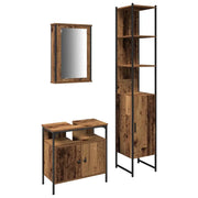 Set di mobili per il Bagno | Armadio da bagno con lo scaffale 3 pz Legno vecchio