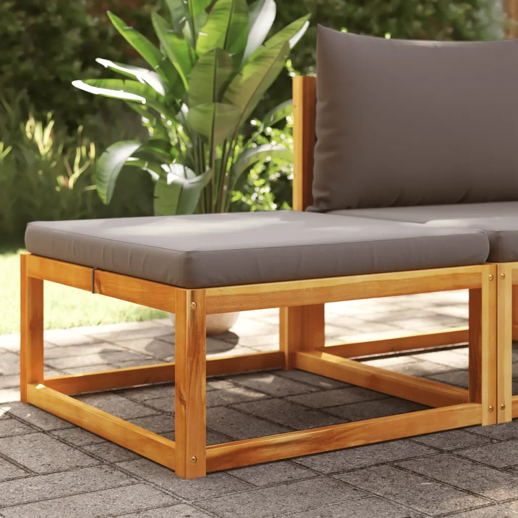 Poggiapiedi Giardino con Cuscino 65x65x29 Legno Massello Acacia CFW4545805