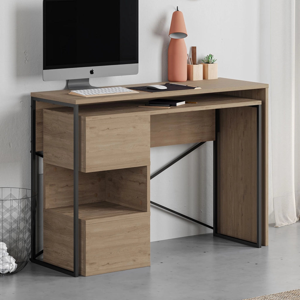 Scrivania modulare in legno "Badau" - 110 x 102 x 77 cm - Marrone
