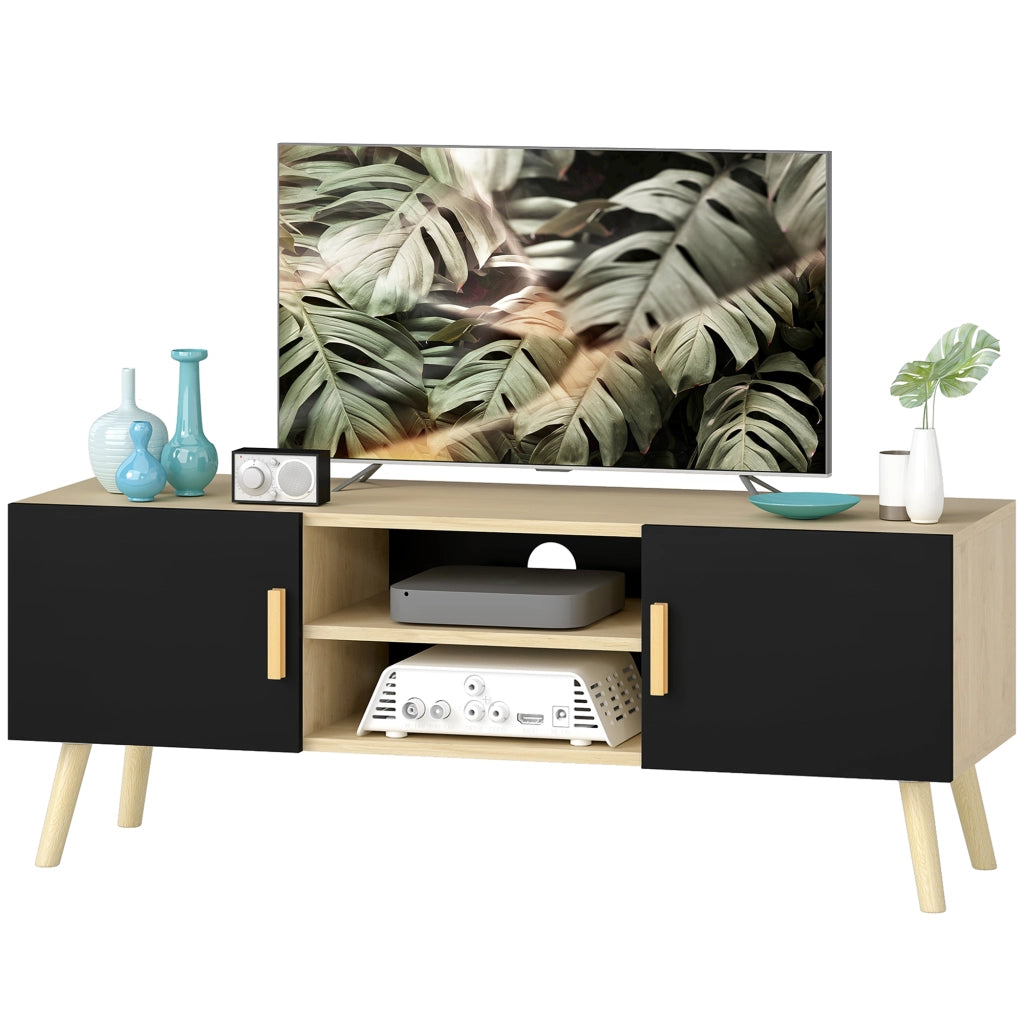 Mobile TV in legno con ripiani e ante ¨C Minimal ¨C Rovere 120x30x50