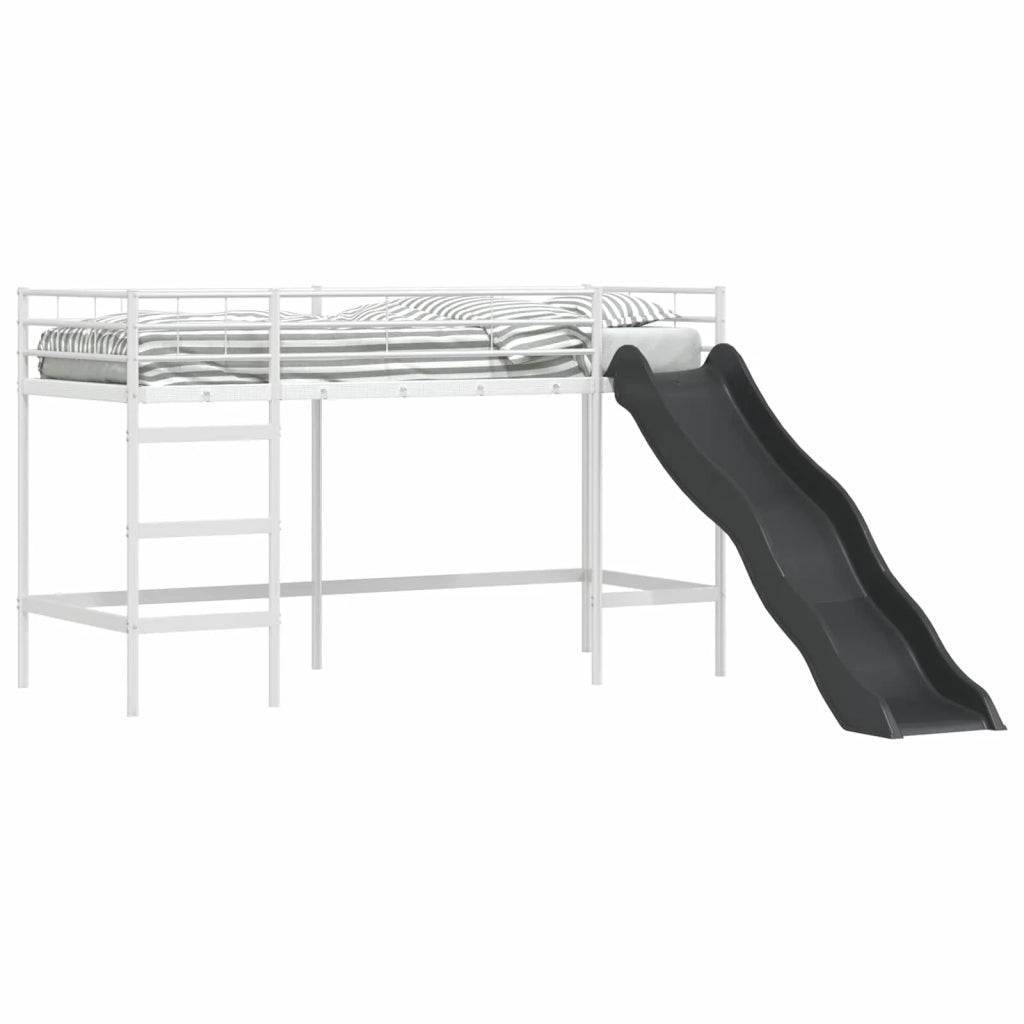 Letto loft per bambini con scivolo Bianco e Antracite