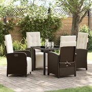 Set da Pranzo per Giardino con cuscino 5 pcs Marrone polyrattan