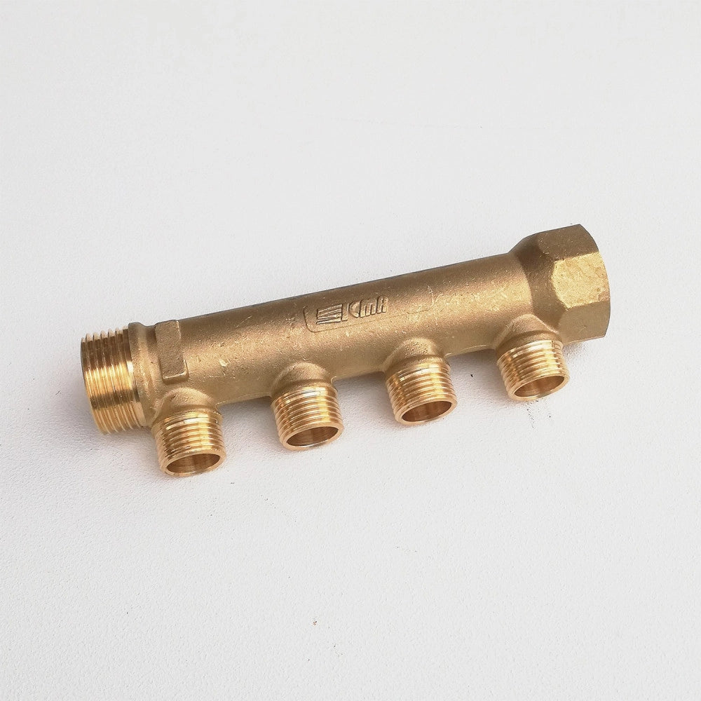Collettore lineare da 1 - 18mm a 4 vie da 3/4 mf di ottone