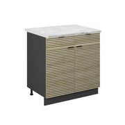 Mobiletto base per cucina Fame-Line Pannello in quercia/Antracite 80 cm, PL Marmo Vicco