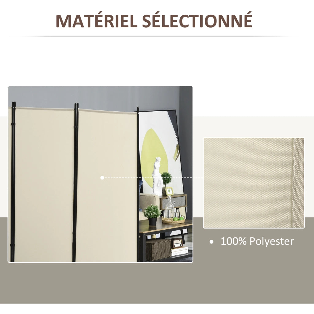 Paravento 3 Ante con Piedi Separati ¨C Zephmum ¨C Grigio Polyester 253x50x182 cm