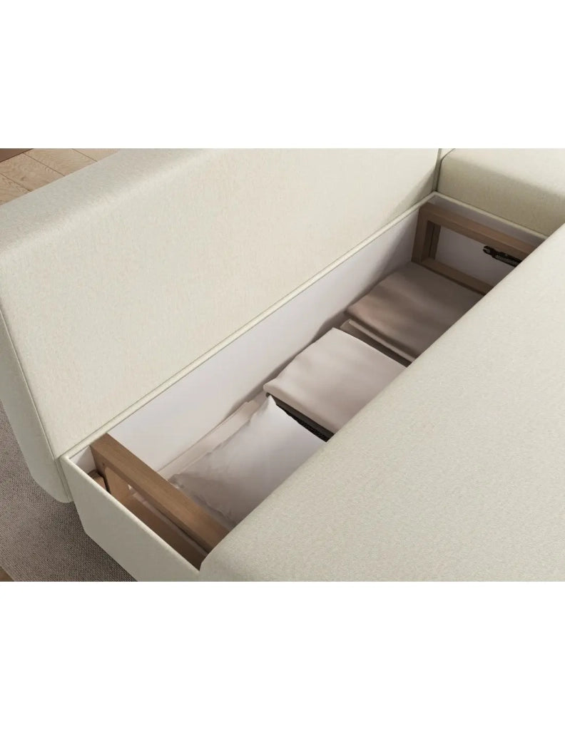 Divano angolare Beige 3 posti convertibile compatto 206x90x146cm GINA