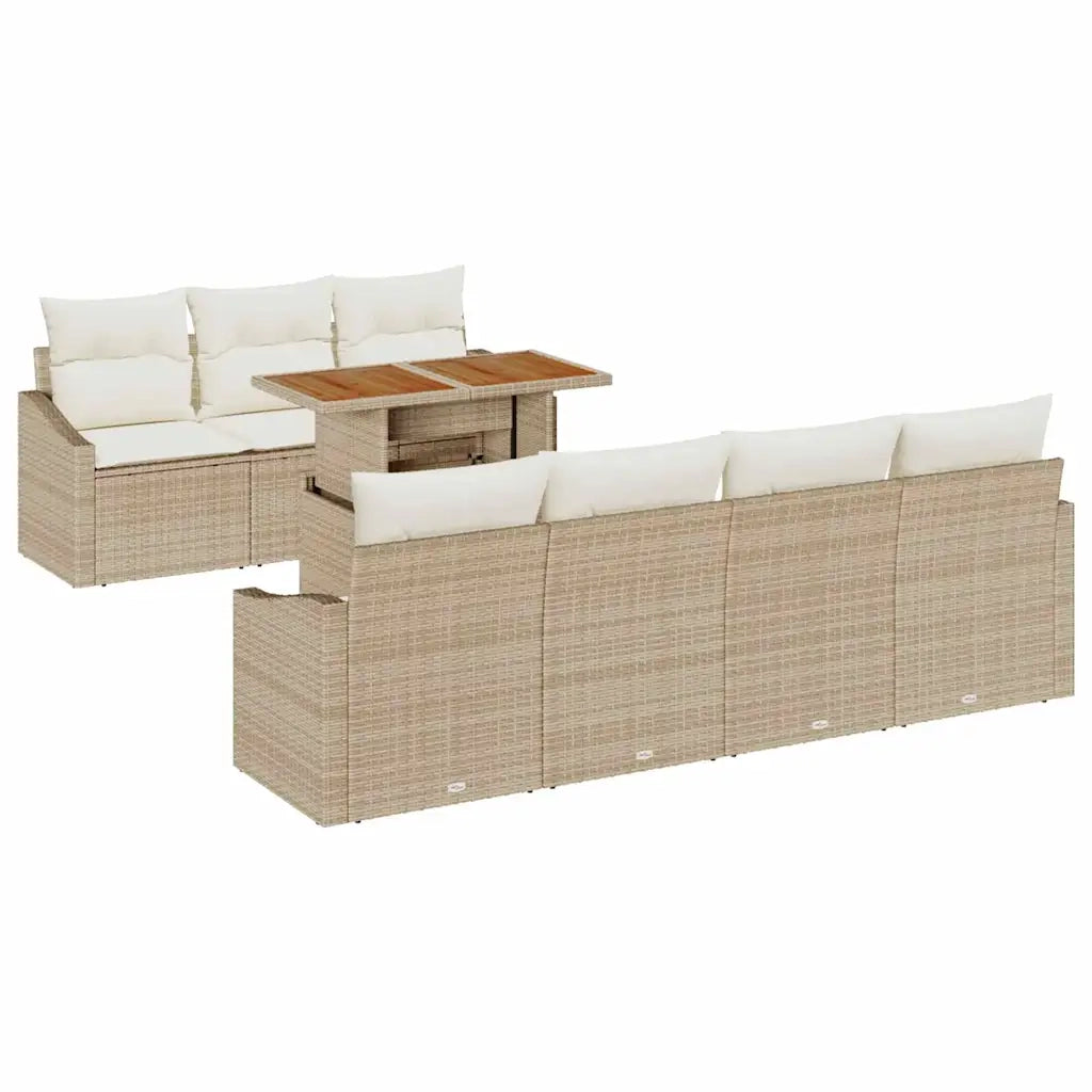 Set da Pranzo per Giardino con cuscino 8 pcs Beige e Crema 3349798