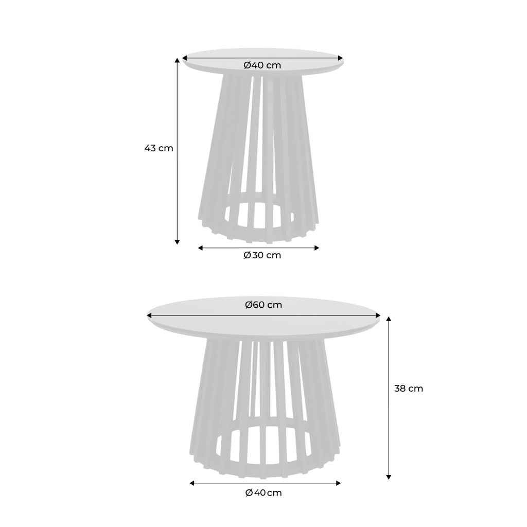 Set di 2 tavolini rotondi in noce ø40cm e ø60cm i sweeek