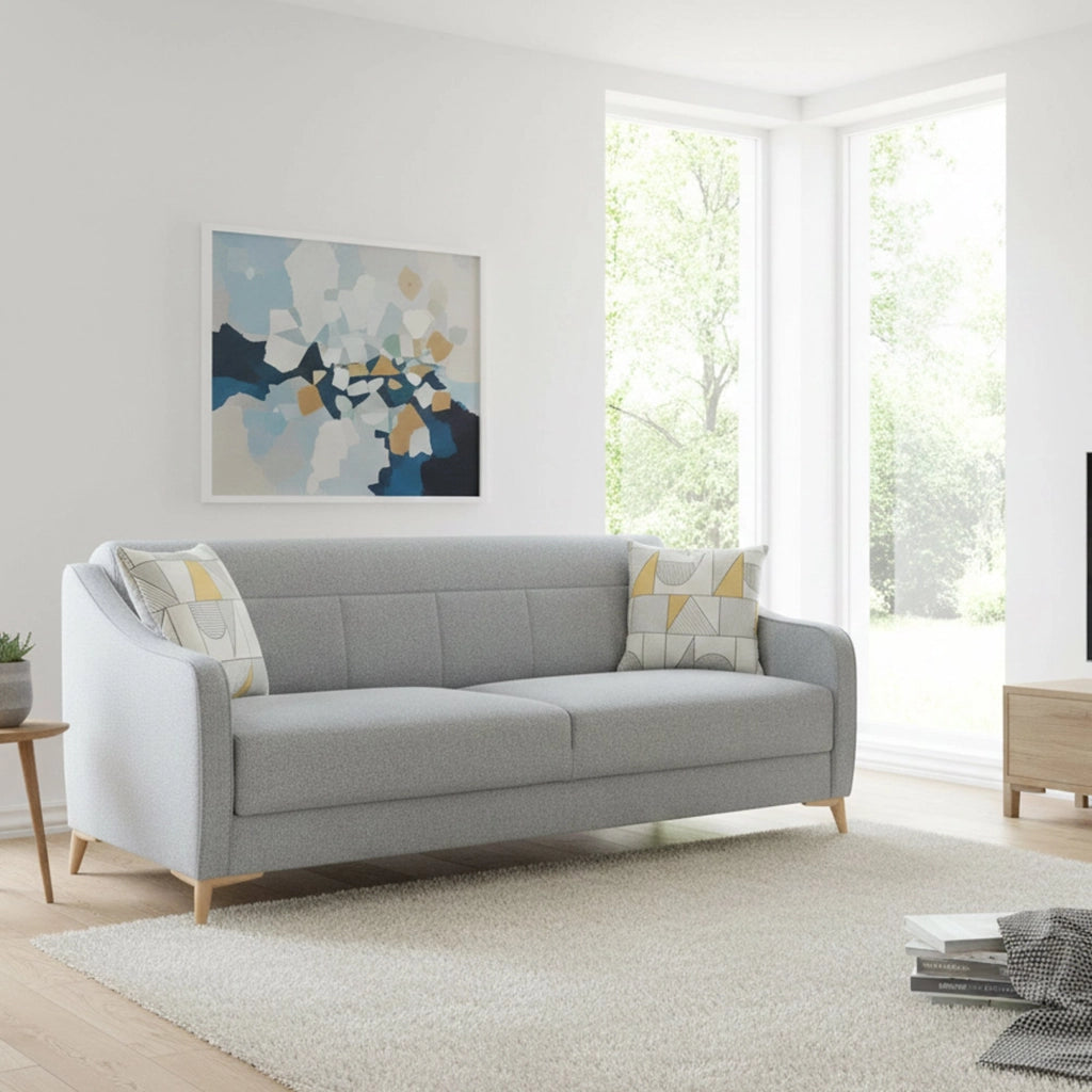Propata, Divano Letto 3 Posti Contenitore, 203x90 cm Grigio Chiaro