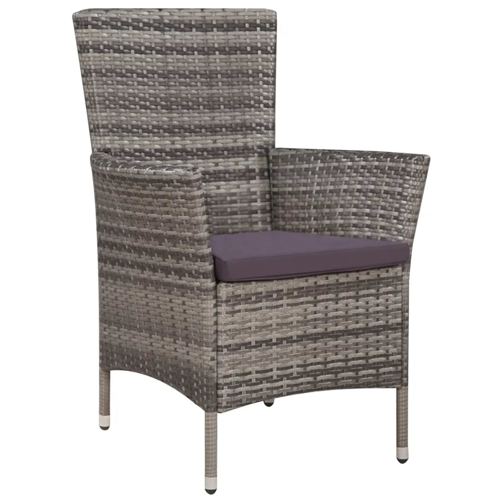 Set da Pranzo da Giardino 9 pz con Cuscini in Polyrattan Grigio 44070
