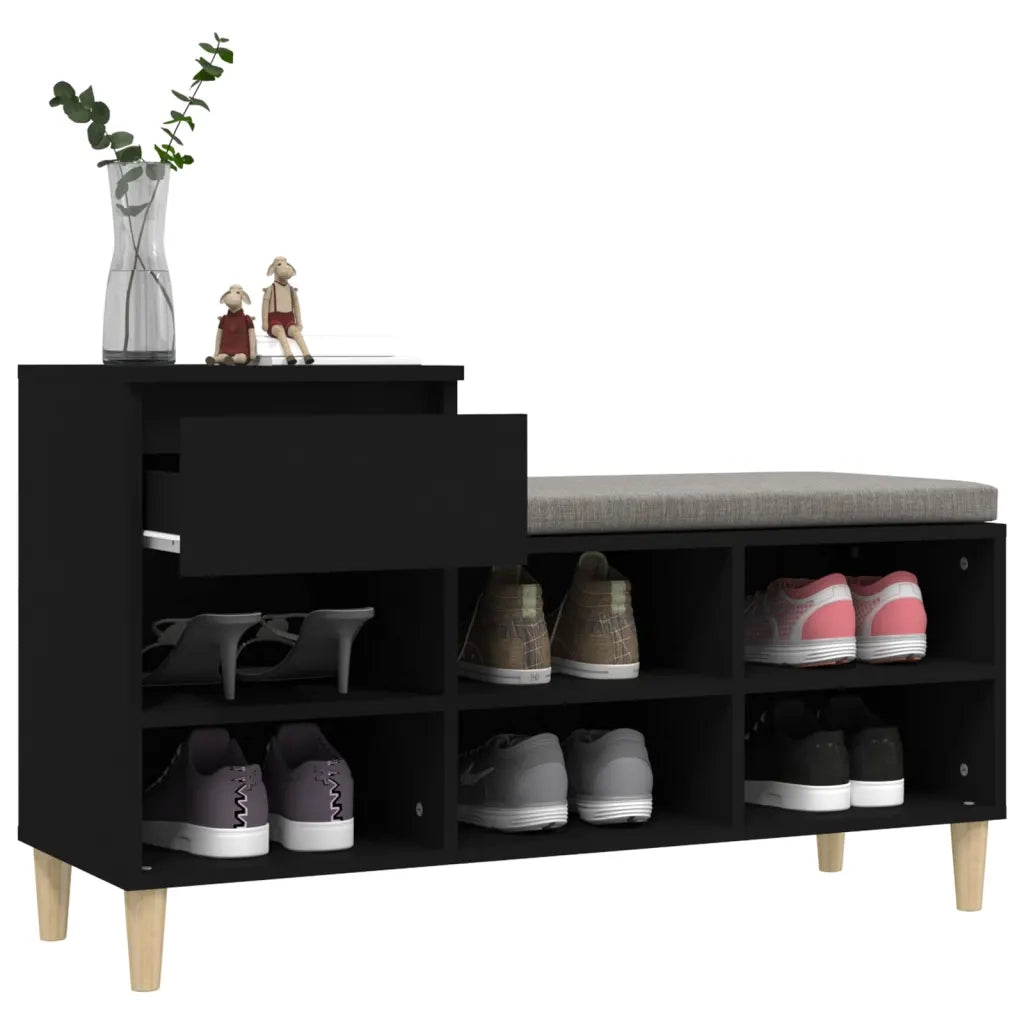 Scarpiera Nera 102x36x60 cm in Legno Multistrato