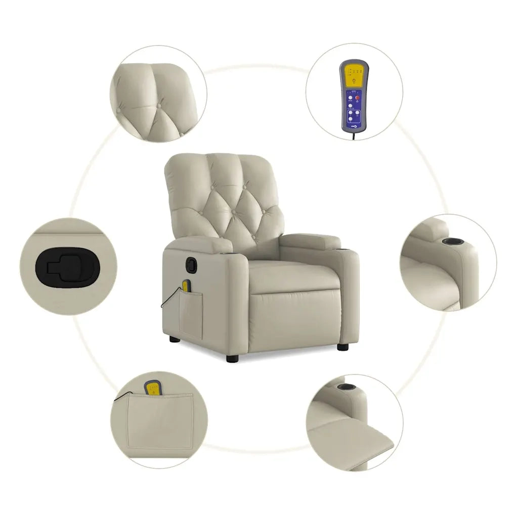 Poltrona da Massaggiante | Sedia Relax Reclinabile Crema Similpelle
