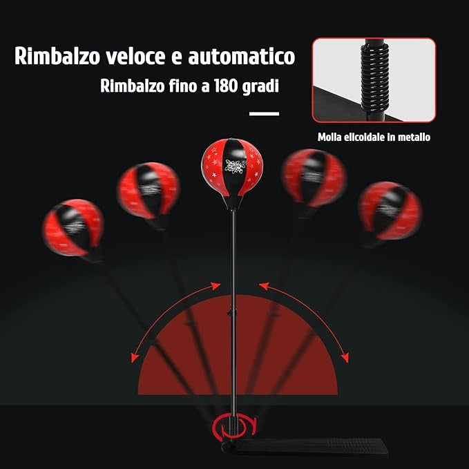 Punching Ball per Bambini e Adulti, Pungiball con Guanti e Pompa Manuale, Sacco da Boxe da Terra Altezza Regolabile 85-130cm