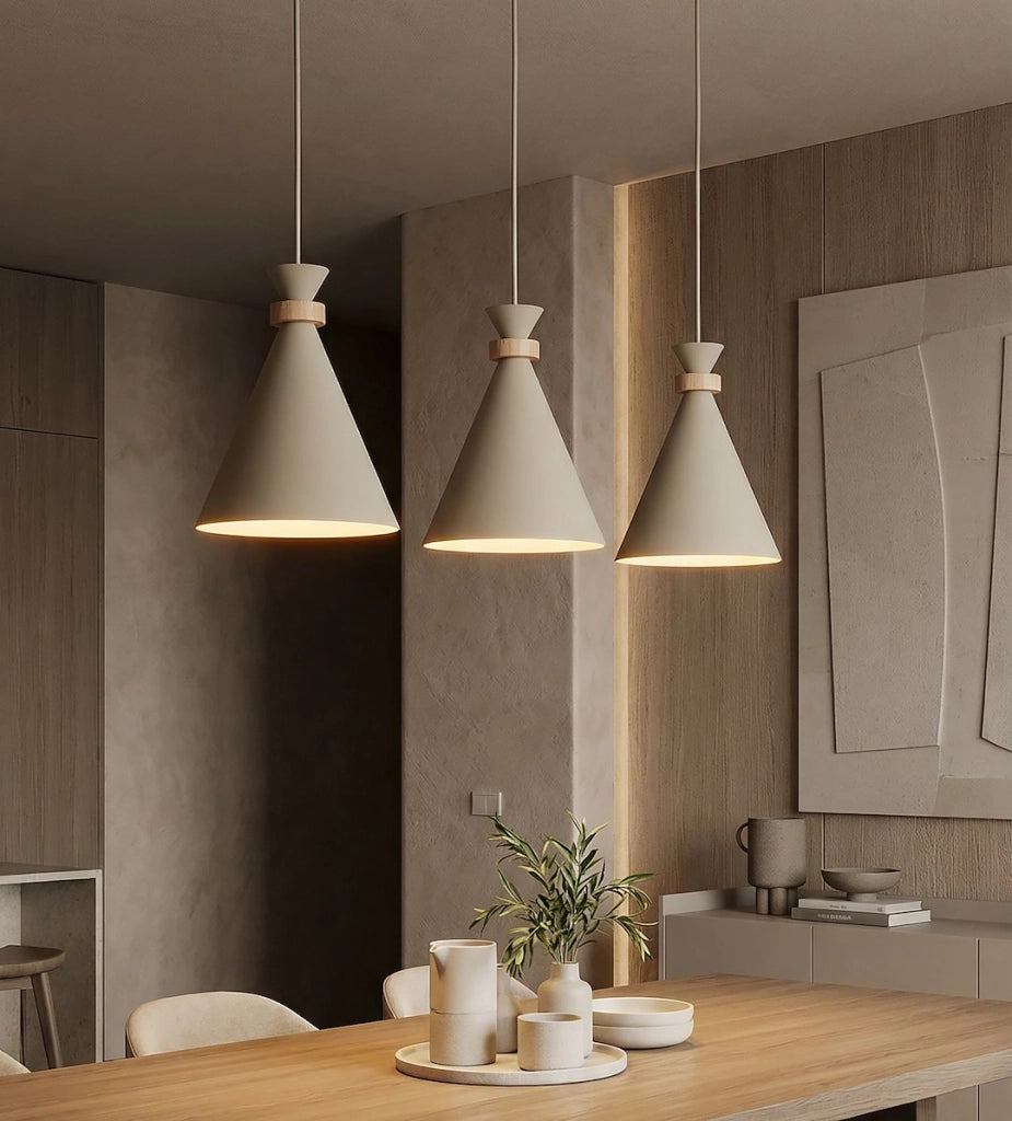 Lampada a sospensione ZERO beige 3xE27 legno Emibig