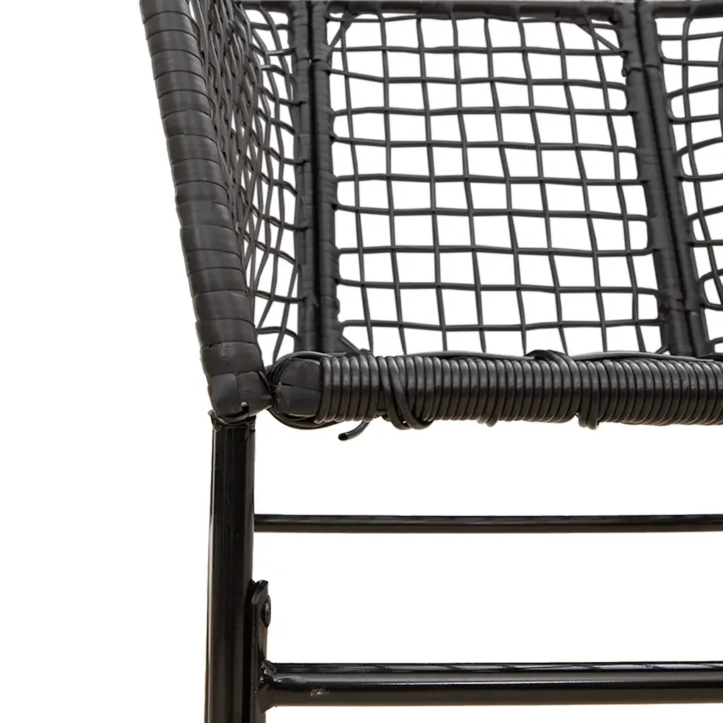 Set Mobili da Pranzo per Giardino 5 pz Nero Polyrattan Vetro 3334585