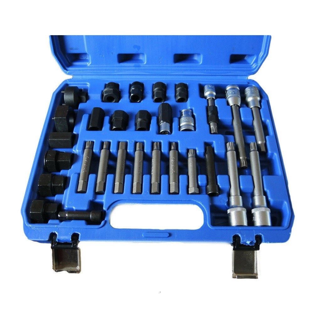 Trade Shop - Kit Di Chiavi 30 Pezzi Per Smontaggio Puleggia E Alternatore Motore Auto -