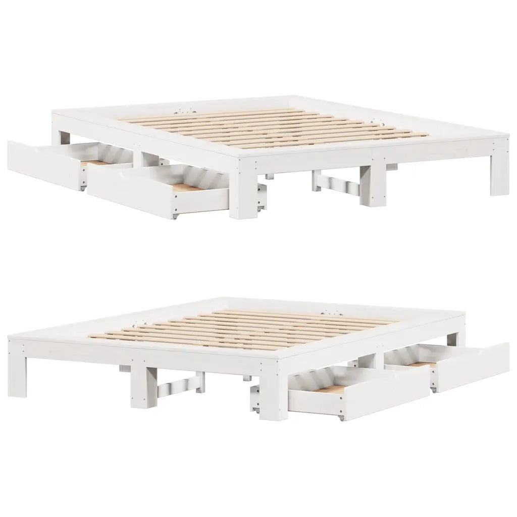 Letto senza Materasso-Struttura Letto Bianco 140x200 cm Legno Massello di Pino 399948