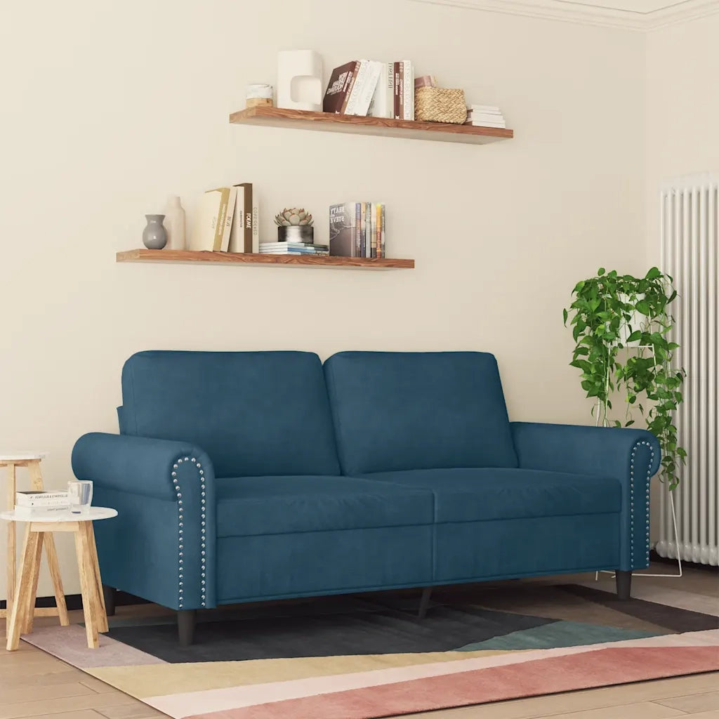Divano a 2 Posti Blu 140 cm in Velluto 359538