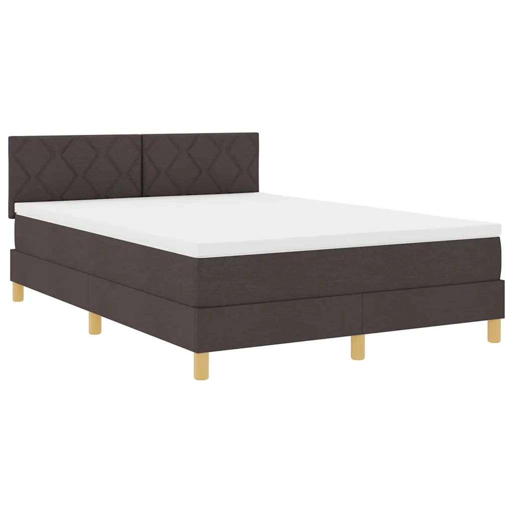 Letto a molle con materasso Marrone Scuro 140 x 200 cm Tessuto 3339003