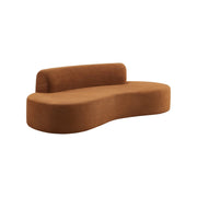 Divano a virgola in tessuto ciniglia, 3 posti, terracotta
