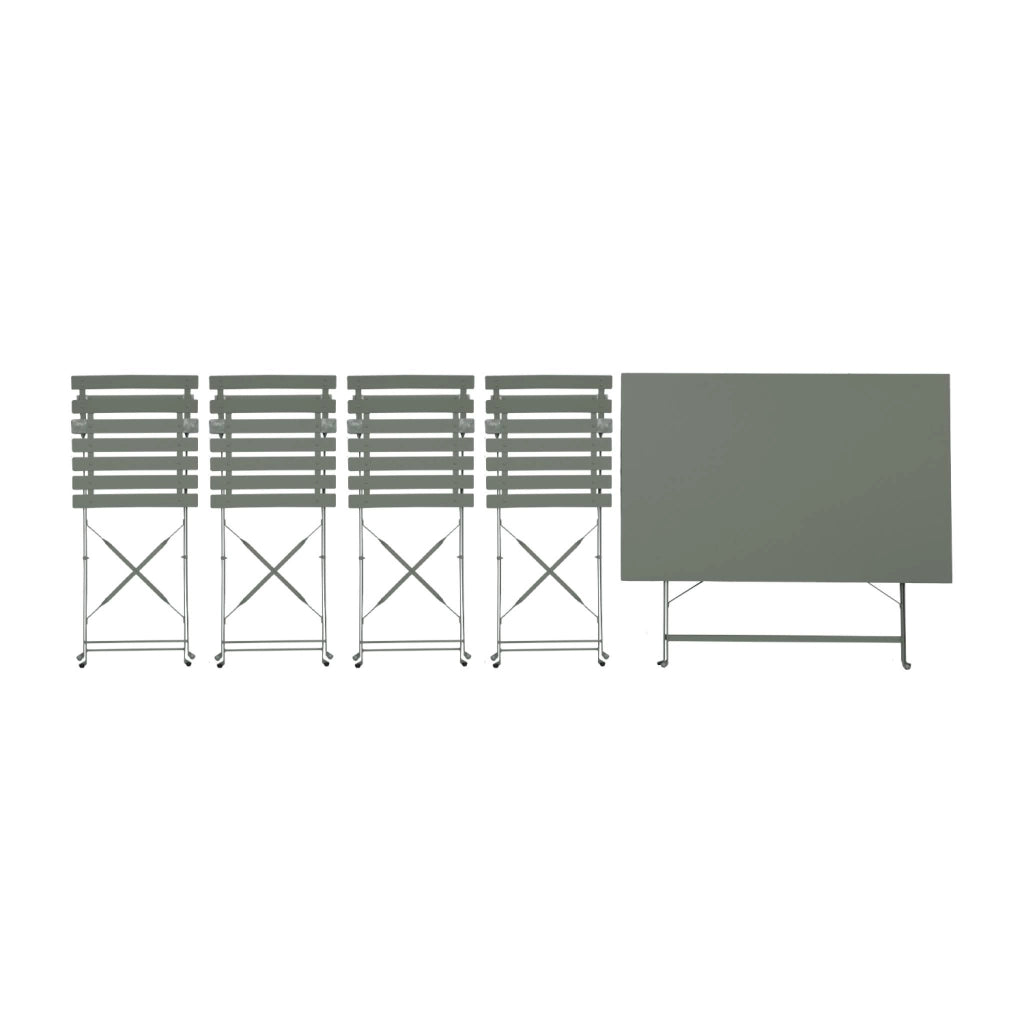 Set tavolo da giardino pieghevole in acciaio con 4 sedie, 110cm, verde