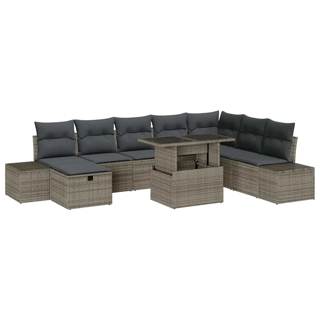 Set Divano da Giardino 9 pcs Grigio polyrattan 3361228