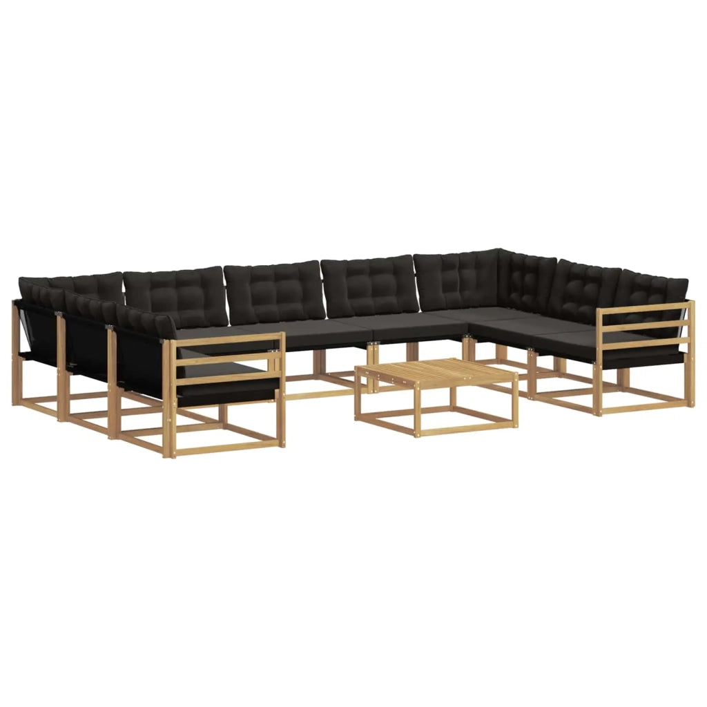 Set di divani da esterno con cuscino 10 pcs Bianco e Nero 3389082