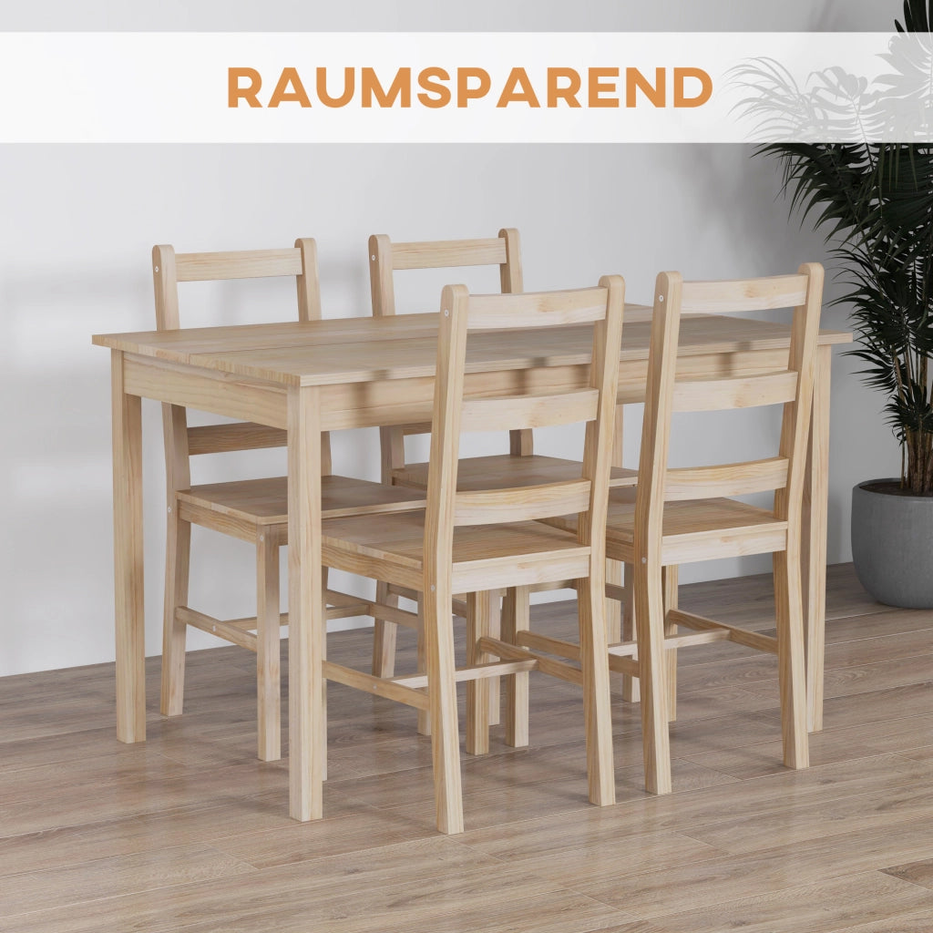 Set tavolo da pranzo con sedie ¨C Minimal ¨C legno massello naturale 118x73x75 cm