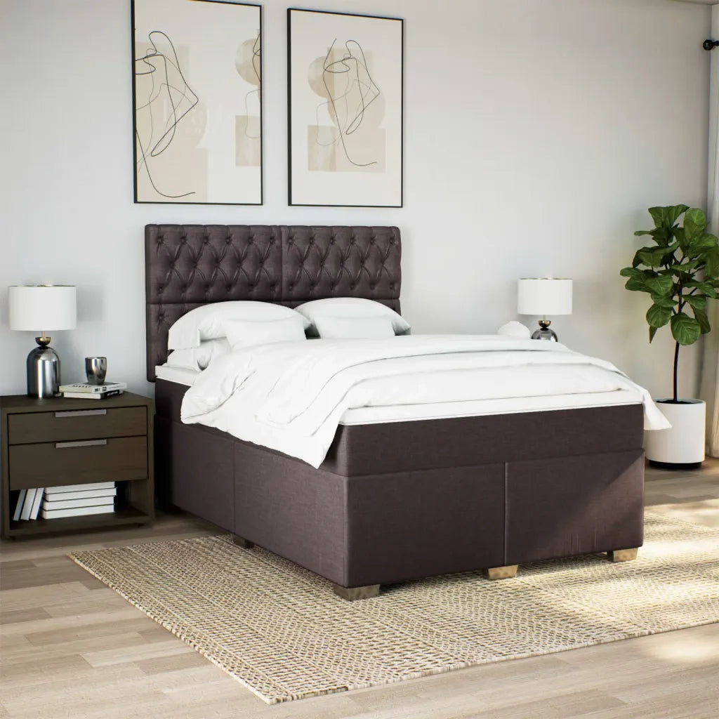 Giroletto a Molle con Materasso Marrone Scuro 140x200cm Tessuto 3290521