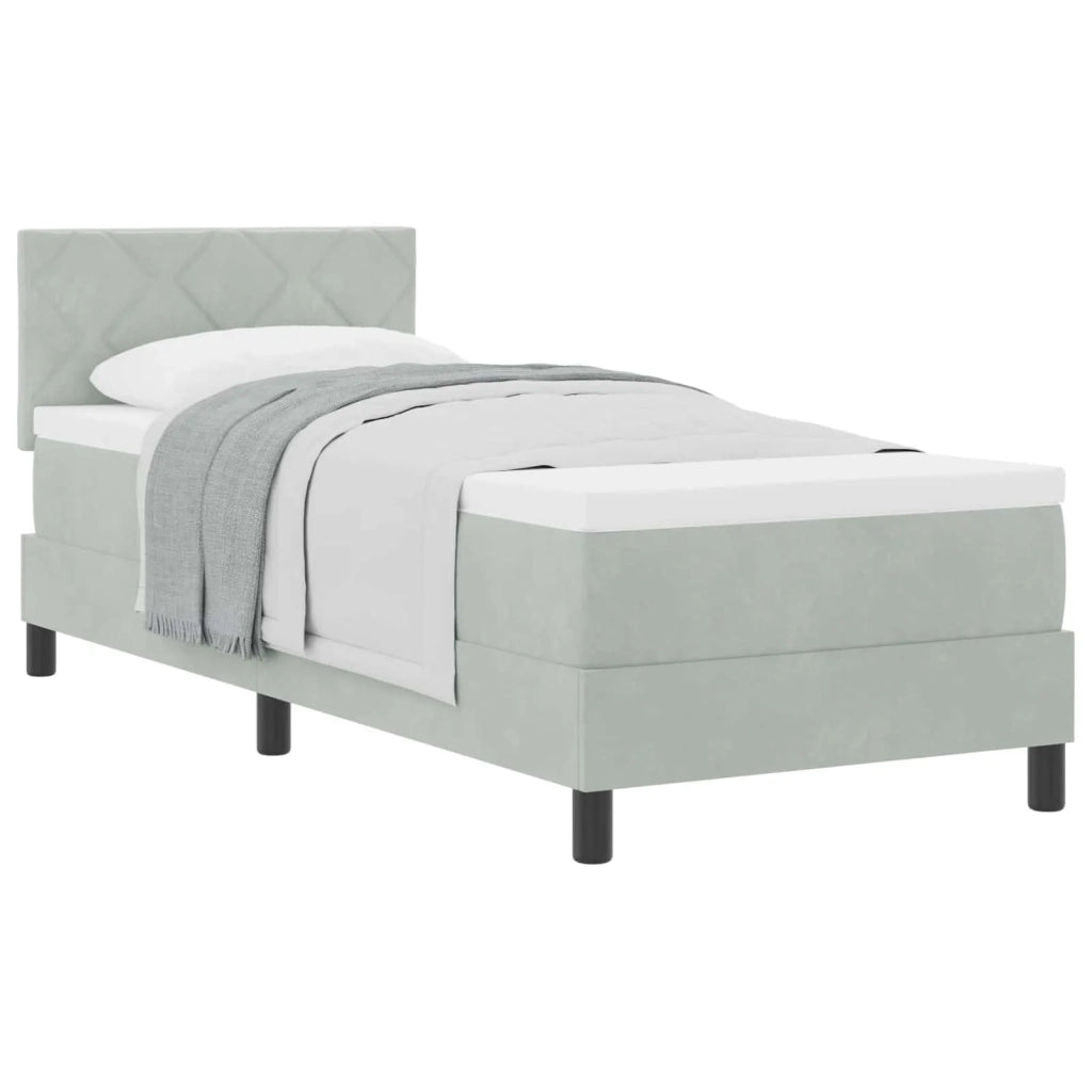 Letto a molle con materasso Grigio chiaro 80 x 200 cm Velluto 3339200