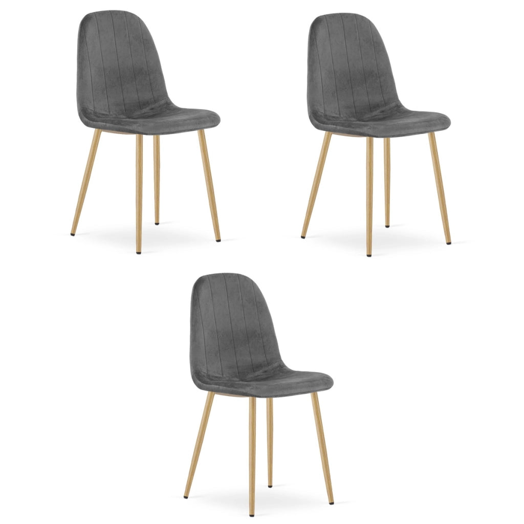 Set di 3 sedie Padva in velluto grigio scuro