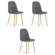 Set di 3 sedie Padva in velluto grigio scuro