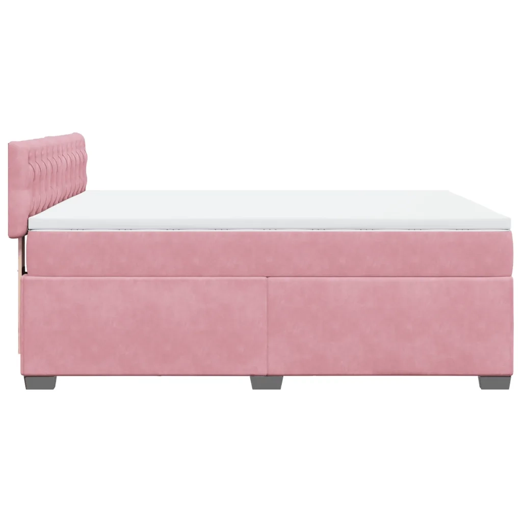 Giroletto a Molle con Materasso Rosa 160x200 cm in Velluto 3286365