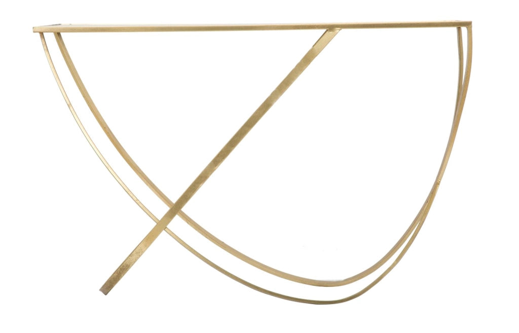 Console Ring 120x40x79 cm in Ferro MDF e Specchio Nero e Oro