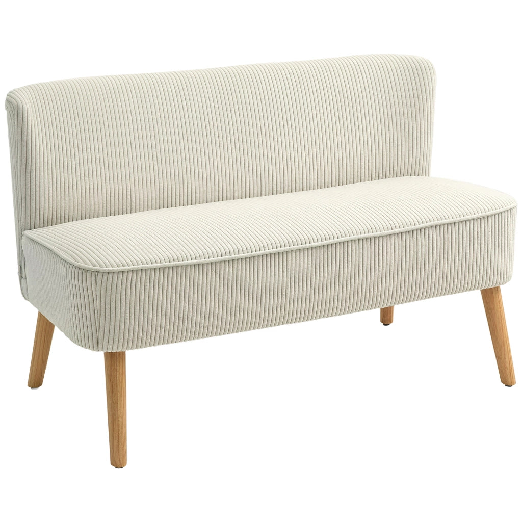DIVANO 2 posti 117x56,5x77 cm Legno e tessuto Cream White