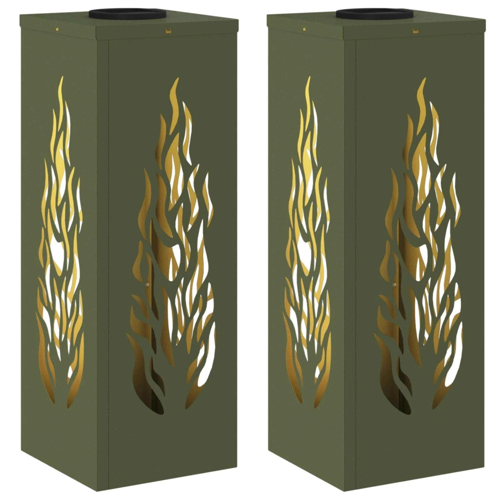Faro LED solare per sentieri 2 pcs Verde oliva 879796
