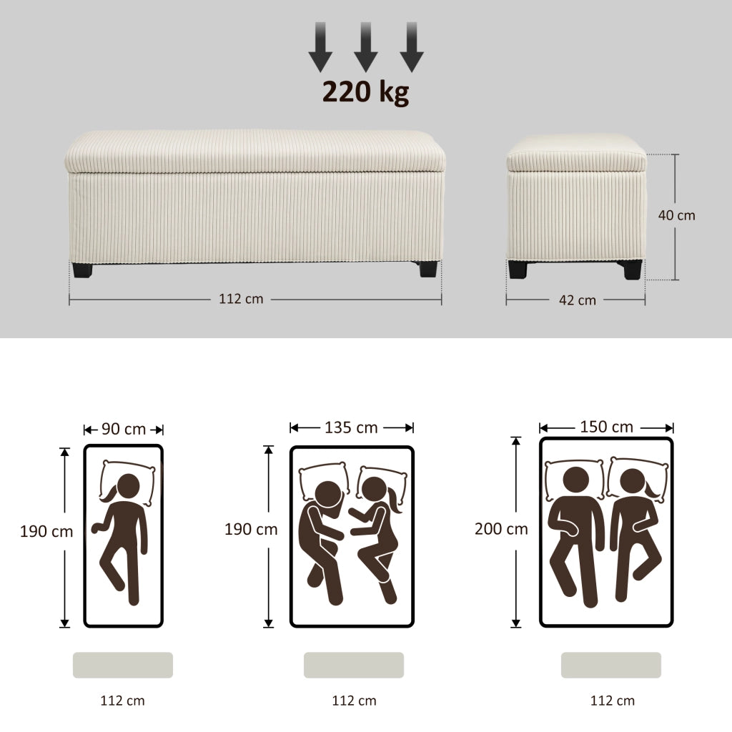Pouf contenitore in velluto ¨C Minimal ¨C 112x42x40 cm beige