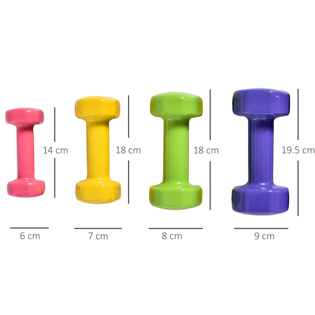 Set 4 Manubri Pesi Esagonali Totale 20KG in Acciaio e PU