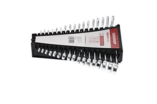 Gedore R09105017 Set di Chiavi Combinata Metriche 17 Pezzi Acciaio Cromo-Vanadio Finitura Cromata Opaca colore Silv-Ro